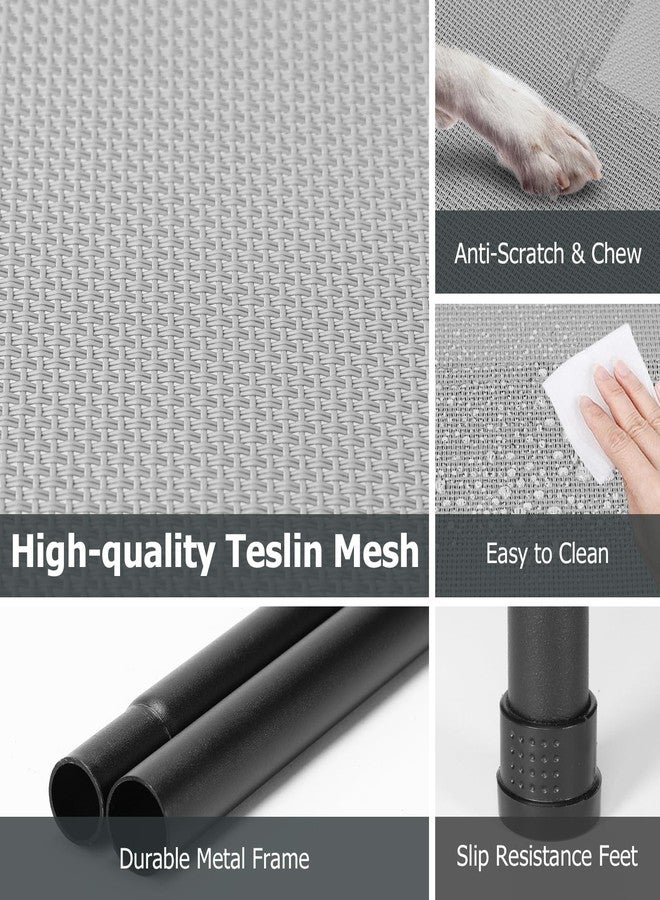PVY Elevated Dog Bed for Outdoor, XXXL Raised Dogs Cot with Washable Mesh, Cooling Pet Beds Chew Proof Dog Hammock, Metal Frame Lifted Platform for Training Outside Camping, 59 inch Grey - Image 3